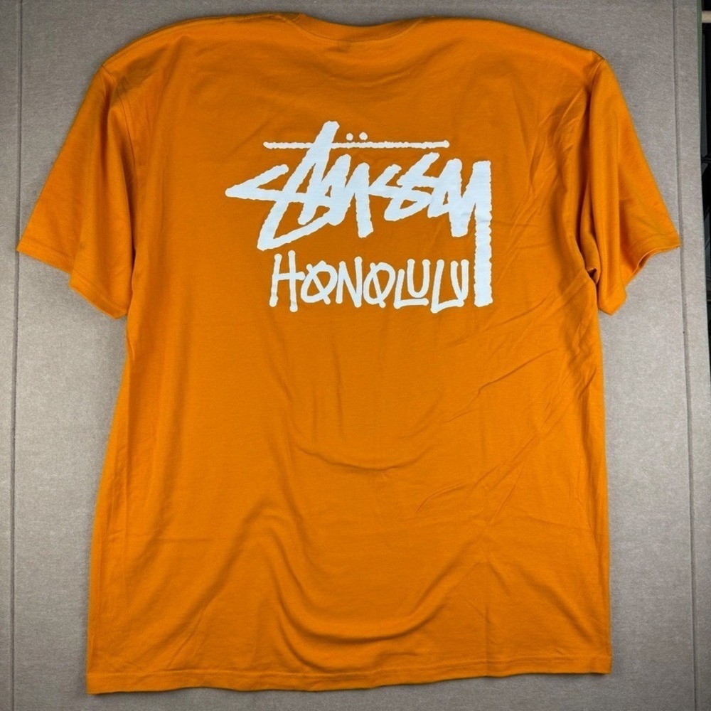 Stussy Honolulu Shirt Mens XXL Orange Logo Streetwear Skate Surf Graphic Tee